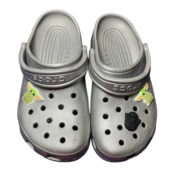 CROCS Shoes - Disney Mandalorian The Child Yoda Star Wars Silver Classic Crocs Size 6